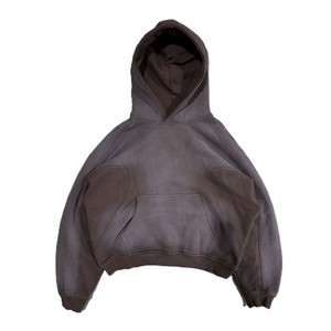 Oversized Cropped Hoodie Men <b>Raglan</b> Sleeve Solid Color French Terry Hooded Sweatshirt Autumn Casual Streetwear <b>Top</b> - Product Image 4