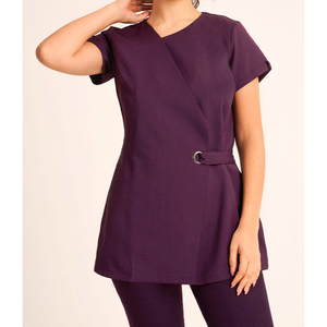 <b>Wrap</b> Style New Arrival Spa Uniform <b>Black</b> Design High Quality Uniform Spa Salon Tunic - Product Image 2