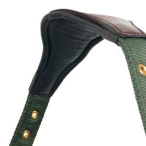 Harnais en cuir pour cheval avec boucles en laiton et sangle verte pour l'équitation et l'entraînement - Product Image 2