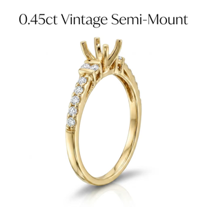 Monture de bague de fiançailles minimaliste ronde en or jaune 18 carats avec pierres latérales, pour diamant - Product Image 1