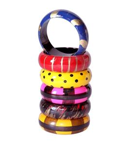 Unique Design Printed Bangle At Low Price 100% Handmade Indian Handicrafts Round Shape Wood Bangle for Women Gift Use - Product Image 4