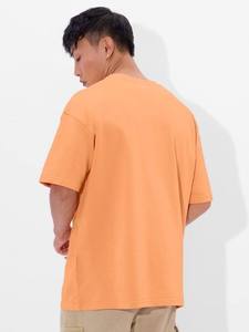 Camiseta Oversize Naranja para Hombre, 100% Algodón, Cuello Redondo, Estilo Casual Urbano, Corte Regular, Secado Rápido, Etiqueta Privada Personalizada - Product Image 2