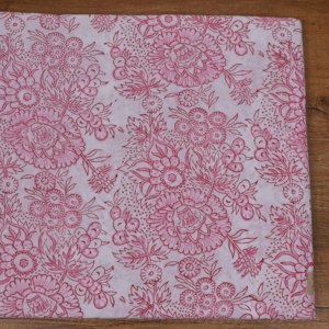 Traditional White Pink Floral Hand Block Printed Cotton <b>Fabric</b> Fine Leaf Design for Fashion Garments Home Decor - Product Image 4