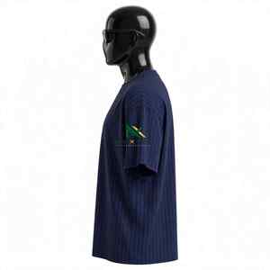 NEXTEX Unisex Pinstripe <b>T</b> <b>Shirt</b> <b>Navy</b> <b>Blue</b> Soft Cotton Jersey Crew Neck Casual Tee <b>Shirt</b> - Product Image 3