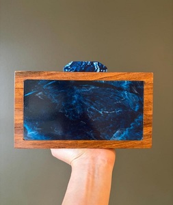 Vintage Women's Stylish Wooden Resin Clutch Bag Portable Fashion Handbag Zipper Open Cover f - Product Image 5