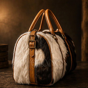 Bolsa de Viaje de Cuero Vacuno de Lujo, Impermeable, Estilo Retro, para Viajes de Negocios, Personalizable - Product Image 4