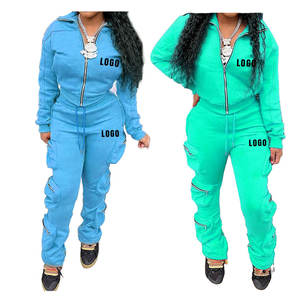 Ensembles de survêtements sur mesure en 2 pièces pour femmes, en molleton de coton de haute qualité, avec pantalon à six poches - Product Image 3