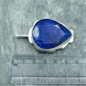 Colgante de Plata de Ley 925, joyería de piedras preciosas de zafiro azul, colgante único hecho a mano, joyería de plata, regalo para ella - Product Image 5