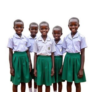 Uniforme scolaire de haute qualité pour l'école primaire, chemise blanche unisexe à manches courtes, ensemble pour enfants, tailles personnalisées, polyester/coton, 5-7 jours - Product Image 1