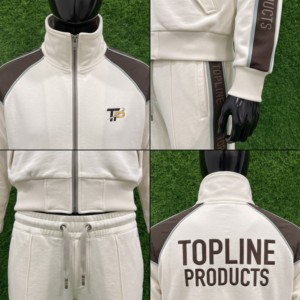 Survêtements d'hiver pour hommes, survêtement beige pour hommes avec accents marron, fermeture éclair intégrale, poches latérales, vêtements décontractés d'automne, polyester et coton - Product Image 4
