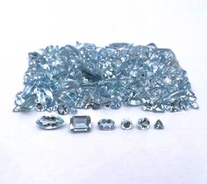 Lot de pierres précieuses d'aigue-marine naturelle, formes variées, facettées, 3-7 mm, certifiées IGI, pour la fabrication de bijoux - Product Image 1