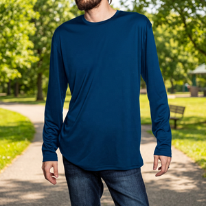 เสื้อรัดรูปแขนยาวสำหรับผู้ชาย ผ้าฝ้าย 100% แห้งเร็ว เย็นสบาย ตะเข็บเรียบ ป้องกันแสงแดด สำหรับกีฬาทางน้ำและบราซิลเลียนยิวยิตสู - Product Image 5
