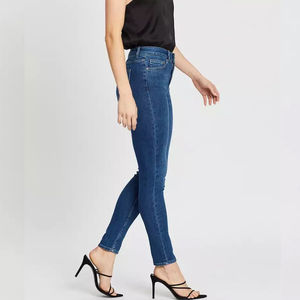 Jean en denim décontracté pour femme, coupe droite, respirant, 100 % coton, couleur unie personnalisée, taille haute, style urbain, haute qualité - Product Image 4