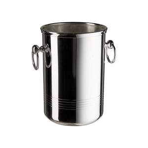 Enfriador de Vino Moderno de Acero Inoxidable con Acabado Plateado, Cubitera Metálica para Champán con Asa para Bar, Enfriador de Cerveza de Sobremesa - Product Image 4