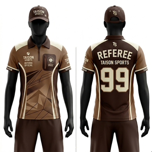 Maillot d'arbitre pour homme, tissu interlock en polyester premium 180 GSM, respirant, design à panneaux noirs, logo personnalisé par sublimation - Product Image 2