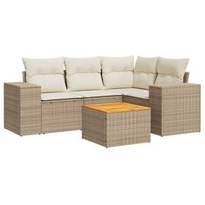 Conjunto de Sofás Modulares Grandes de Ratán Sintético Beige para Jardín, Muebles de Exterior Cómodos y Elegantes - Product Image 2
