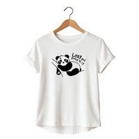 T-shirt pour femme à imprimé panda rose, col rond, manches courtes, coupe ample décontractée, design cartoon, toutes saisons, tissu jersey respirant