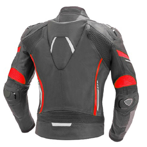 Men's Black Red Leather <b>Motorcycle</b> <b>Jacket</b> And Pants Set Full Sleeve Windproof All Seasons Racing Wear - Product Image 5