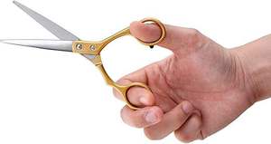 Ciseaux de barbier professionnels - Longueur totale de 6,5 pouces - Ciseaux à cheveux en acier inoxydable - Ciseaux droits dorés - Product Image 3