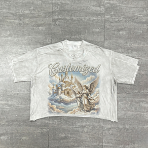 Camiseta Extra Grande Personalizada con Estampado de Ángeles Vintage para Hombre, Manga Corta, Cuello Redondo, 100% Algodón Jersey - Product Image 2