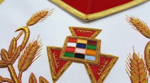 Delantal de Capítulo del Arco Real de Alto Sacerdote, Bordado en Rojo y Dorado, Regalia Masónica, Delantal Ceremonial Masónico del Arco Real - Product Image 6