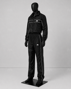 Conjunto Deportivo Ecológico Negro de Verano, Chaqueta y Pantalones con Cordón Ajustable y Rayas en Contraste, Ropa Deportiva para Adultos 2 en 1 - Product Image 2