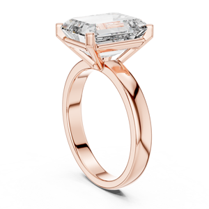 Anillo de Diamantes Solitario de Corte Esmeralda en Oro Rosa de 18K de Lujo |   Joyería Fina de Alta Gama para Compromiso y Bodas - Product Image 2
