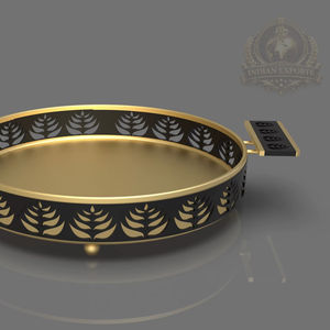 Plateau de service décoratif de luxe en acier inoxydable plaqué or noir, poli sur mesure, pour l'exportation indienne, écologique, pour les entreprises - Product Image 1