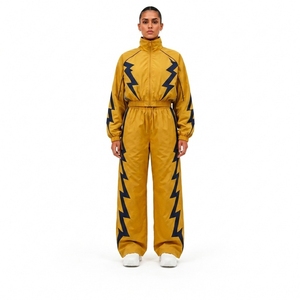 Nylon Black Athletic Tracksuit Set with Zip Jacket and Track Pants for Sports Training Fitness Workout Running Gym and Outdoor - Product Image 1