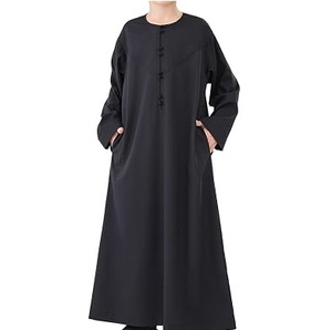 Qamis blanc pour garçons, manches trois-quarts, longueur au sol, robe de prière modeste, tenue ethnique pour bébés et enfants - Product Image 3