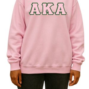 Sudadera Personalizada AKA Pink con Bordado en Sarga, Cuello Redondo, Color Verde Bosque, Unisex, para Hermandades Griegas, OEM ODM - Product Image 6