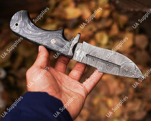 Couteau de chasse et de camping industriel à lame fixe en acier Damas forgé à la main, avec étui, poignée en bois à prise ferme, OEM - Product Image 2