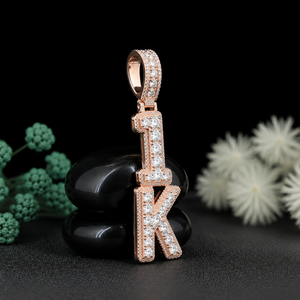 Custom 1K Letter <b>Pendant</b> Necklace 925 Sterling <b>Silver</b> Diamond Look Iced Out <b>Initial</b> <b>Pendant</b> Luxury Hip Hop Jewelry Wholesale - Product Image 6