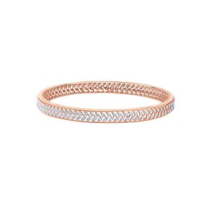 กำไลข้อมือทรงเชฟรอนประดับเพชรเพาะเลี้ยงสีโรสโกลด์แบบบาง - Product Image 1
