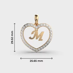 Personalized Gold Alphabet M Pendant with Diamond Letter Initial <b>Charm</b> Trendy Jewelry for Women - Product Image 4