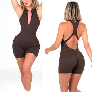 Body de compresión sin mangas para mujer, mono deportivo transpirable para gimnasio, yoga, de cintura alta, de secado rápido, personalizado, color liso. - Product Image 2