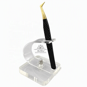 Pince à épiler professionnelle pour extensions de cils, pointe en fibre Diamond Grip, volume russe, outils personnalisables pour cils - Product Image 4
