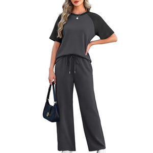 Wholesale Price Women's Lounge Wear Summer <b>Set</b> High Quality Customized Drawstring Jogger Pants Casual Loungewear Women's <b>Sets</b> - Product Image 1