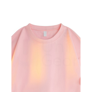 Camiseta de Algodón Rosa Extra Grande para Hombre, Manga Corta, Cuello Redondo, Estilo Jersey de Punto, Color Sólido, Casual - Product Image 4