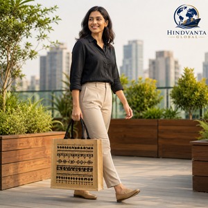 Custom Logo Medium <b>Jute</b> Tote <b>Bag</b> with Zipper Closure and Rope Handle-Eco-Friendly Reusable <b>Shopping</b> <b>Bag</b> - Product Image 6