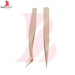 Ensemble de 2 pinces à cils de haute qualité, poignée confortable, en acier inoxydable, pointe en fibre, pour extensions de cils - Product Image 3