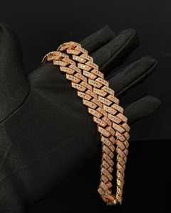 Cadena Cubana de Plata 925 con Moissanita, Chapada en Oro Rosa y Rodio, Estilo Hip Hop Iced Out, Pasa Prueba de Diamantes, Lujo para Boda y Compromiso - Product Image 4