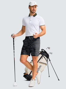 Shorts de golf décontractés pour hommes, taille mi-haute, en polyester/coton de haute qualité, avec cordon de serrage en toile, séchage rapide, fabrication OEM sur mesure - Product Image 6
