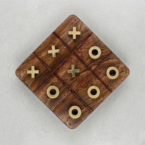 Jeu de société 2 en 1 en bois : Solitaire et Tic Tac Toe, fait main, écologique, durable, jeu de stratégie familial pour enfants et adultes - Product Image 3