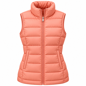 Chaleco acolchado de lona con capucha para mujer, informal, con cierre de cremallera, para invierno, plegable, sin mangas - Product Image 2
