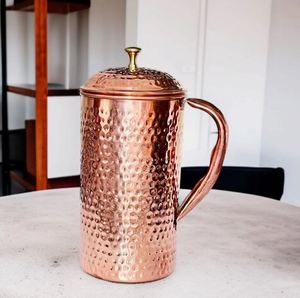 Ensemble de carafes en cuivre pour la cuisine, idéal pour les créateurs de contenu, service d'eau, ensemble métallique avec verres, durable, réutilisable, vaisselle de cuisine et de salle à manger - Product Image 6