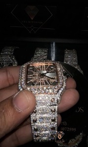 Navkar Diamonds Luxury Diamond Mechanical <b>Watch</b> Square Case 38mm Analog Dial Sapphire Crystal <b>Watch</b> - Product Image 1