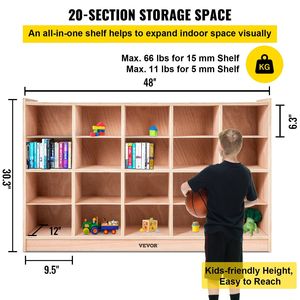 20 unità di stoccaggio in classe da 30 pollici in legno compensato alto Cubbies per bambini e adolescenti - Product Image 3