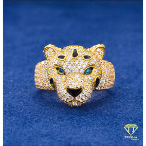 Luxury Panther Head VVS Moissanite <b>Ring</b> 925 Sterling Silver Iced Animal Design Statement Jewelry Hip Hop Fashion Gift <b>For</b> <b>Men</b> - Product Image 3