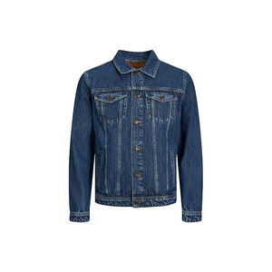 Chaqueta Vaquera Azul para Hombre con Logotipo Personalizado, Chaqueta Vaquera Vintage, Chaqueta Informal de Estilo Urbano, Fabricante de Marca Privada - Product Image 1